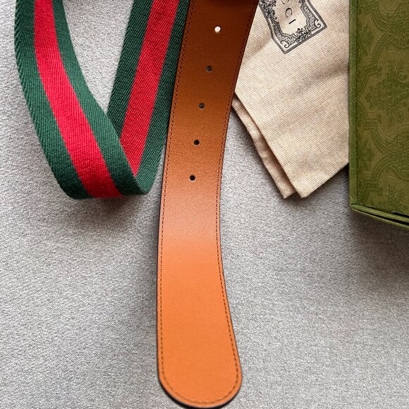 Gucci Web Belt with Double G Buckle - Size 90 - Picture 8 of 9